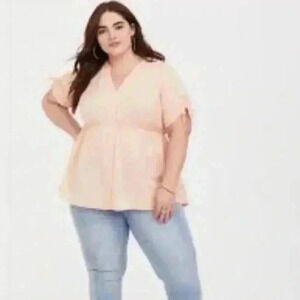 Torrid Babydoll Challis Tie Sleeve Top  3X